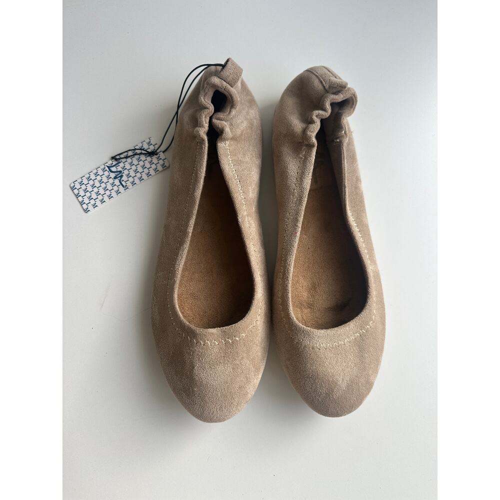 LM Suede Ballet Flats Tan Comfort Elastic Slip On Shoes Size 9 NWT